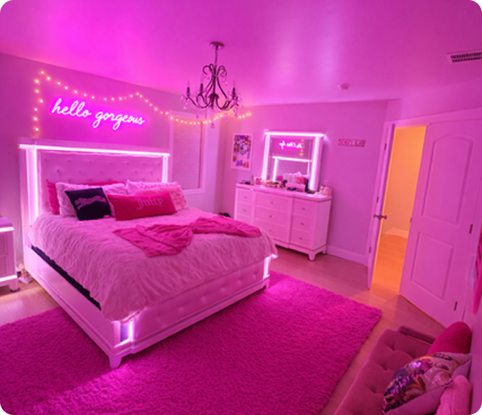 Hello gorgeous neon pink bedroom